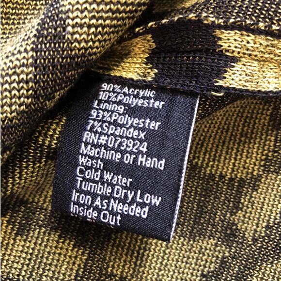 Misook Black Green Knit Sheath Dress PSmall Abstract Print Stretch Chic Designer - Picture 9 of 11